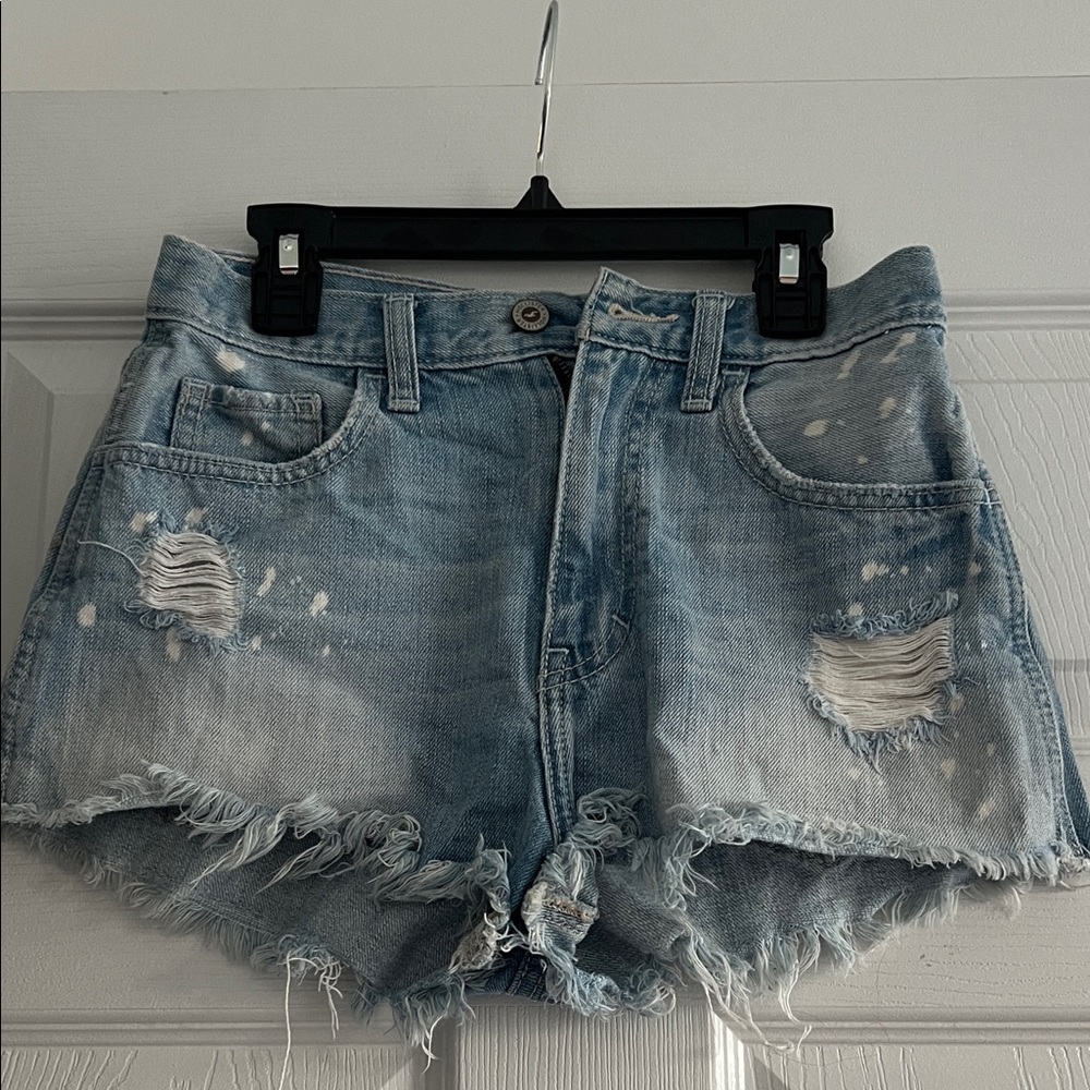 Hollister Light Blue Distressed Jean Shorts